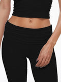 Short Sleeve Cropped Top Fold-over Flare Pants Set-Outfit