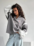 Sports Half Zippered Sweater Women Spring And Autumn Retro Letter Printing Ball Collar