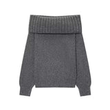 Spice Girls Collared Sweater Women's Autumn 2025 French Sexy Bare Shoulder Long-Sleeved Knitted Shirt