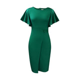 Women's 2025 Summer New Solid Color High-Waist Temperament Commuter Lotus Leaf Sleeve Office