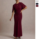 New Hottie Mid-Sleeved Folded Skirt Dress Folded Bag Hip Sexy Dress
