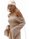 Sexy Bareback Dress Knitted Thin Autumn And Winter 2025 Holiday
