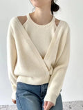 Retro Lazy Loose Knitted Cardigan Women's Autumn New Minority Foreign Style Sweater Harness Vest Two-Piece Set-Outfit