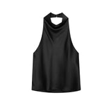 Homemade New Women's Clothing Silk-Sin-Flavor-Sense Hanging Neck Collar Top