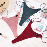 Cotton Strip Single With Sexy Thong Lady English Letter Logo Thong Trousers Women's