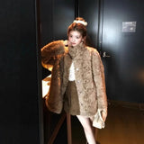 Collar Dyed Sharp Bows Eco-Friendly Fur Fur Coat Women Winter Lazy Plus Thick Hair