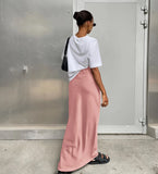 Toloer And Summer New Simulation Silk Skirt Satin Bread Hip Skirt Women Casual Color Tintail