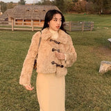 2022 Autumn Winter Cute Fashion Faux Fur Coat Women Thick Warm Soft Plush Fur Jacket Sweet Casual Female Overcoat Young