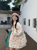 Pink Floral Quilted Coat-Outfit