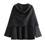New Women's Dress With Asymmetrical Scarf Short Knitted