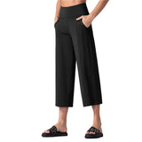 Wide-Leg Pants Nine Cents Solid Color Pocket Loose Comfort Sports Leisure Wear Fitness Yoga Pants-Outfit
