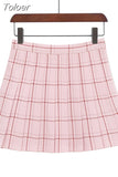 Sweet Women Pleated Skirt Fashion Plaid A-Line Mini High Waist Chic Skirt Kawaii Summer Casual Ladies Plaid