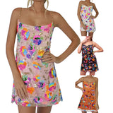 Women's Casual Chain Suspender Dress Fashion Sequined V-neck Backless A-line Short Dress-Outfit