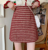 Gingham Plaid High Waist Mini Pencil Skirt-Outfit
