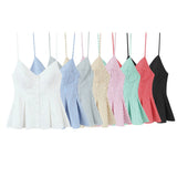 Buckle Swing 2025 Wide Short Female Vest Open Back Sexy Sling Skirt V-Neck