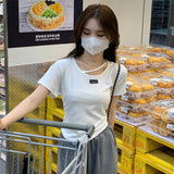 Toloer Design Sense Short-Sleeved T-Shirt Female Summer Korean Version 2024 New Hot Girl Wind Pure Desire White Bottom