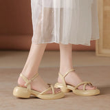 Toloer Tall Heel Sandals Female Summer 2024 New Fashion Fashion With Skirt French Thick Heel Thick Bottom Roman Shoes-Outfit