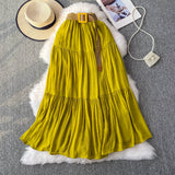Half-Dress Women's Dress 2025 Summer Small Medium Long Leisure High-Rise Thin Thong Ponve Cake