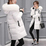 Cotton-Padded Clothes Female In The Long 2024 Winter New Large Size Women's Korean Version Cotton-Padded Clothes Big Wool Collar Thick Cotton-Padded Jacket Coat-Outfit
