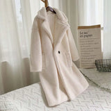 Pink Teddy Bear Long Coats Women 2022 Winter Thick Warm Oversized Chunky Outerwear Faux Lambswool Fur Coats Solid High