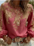 Hot 3D Digital Print Ladies Round Collar Retro Bohemian
