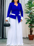 Women's 2025 Spring New Fashion Flare Sleeve Top Pressed Folded Leg Pants Set African