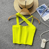 Toloer Version Of Solid Color Versatile Sling Vest Female Inside To Wear 2023 Summer New High Waist Crop Candy Color Small
