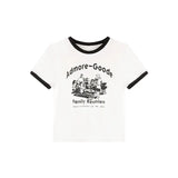 Toloer And Spicy Wind Letter Print T-Shirt Female 2024 Summer Slim Slim Short Color Round Collar Short-Sleeved Student
