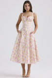Temperament Floral Series French Summer Slings Gentle Wind Dress With Thin Floral Slings Long