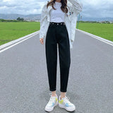 Toloer Jeans, Tall Waist, Loose, Straight Tube Fall 2024 New Dad Radish Pants-Outfit