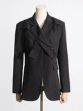 Toloer Sleeve Small Suit 2024 Summer New Temperament Senior Sense Irregular Slim Type Formal Suit Jacket Female-Outfit