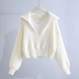 Fashion Sweater Set Women's New Deep V-Neck Collar Sweater Sling Vest Two-Piece Set In Autumn/Winter