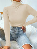 Turtleneck Ribbed Knit Sweater-Outfit