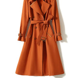 Orange Advanced Sense Of Short Elegant And Spontaneous Trench Coat Female 2024 Spring New Stylish Three-Dimensional Silhouette-Outfit