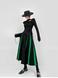 Black Patchwork Long Skirt-Outfit