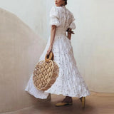2025 New Women's Wish Deep V Bubble Sleeve Lace