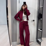 Autumn New Women's Solid Color Dress Short Top Repair Knitted Trousers Two