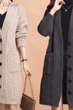 Women Autumn Long Sleeve Loose Fashionable V Neck Temperament Knitted Sweater Cardigans Basic Causal Coat Tops 2023 1028-1-Outfit