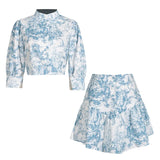 Style Print Top + Skirt Women Spring 2025 New Two Sets Of High-End Comfortable Casual Fashion