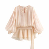 Temperament Lantern Dress Women's Spring New Short Skirt To Collect Irregular Lotus Leaf Edge