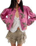 Autumn And Winter 2024 Hot Style Quilted Embroidery, Good Quality Washing Cotton, Maple Leaf Cloth Embroidery, Women's Cotton Jacket-Outfit
