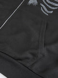 Rhinestone Skull Zipper Hoodie-Outfit