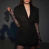 Toloer Suit Female 2024 Spring And Autumn New British Wind Temperament Hot Bead Net Splicing Long Sleeve Small Suit Coat Female-Outfit