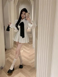 Elegant Dresses Women French Style Chic Long Sleeve Autumn Satin Slim Turn Down Collar Temperament Shirt Dress Female-Outfit