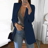 2022 New Solid Color Fashion Casual Suit Collar Long Sleeve Slim Temperament Coat Women Large Size Hot Sale
