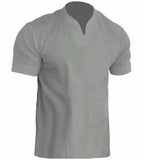 Men's Fitness Plus-Size Sports T-Shirt Men's Elastic Cotton Pocket Short-Sleeved Summer V-Neck Polo