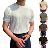 Toloer Summer New Men's Round Collar Solid Color Long-Sleeved Knit Jacket Hollow Out Breathable Cool Short-Sleeved