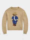 Women's Clothing Cartoon Bear Round Collar Long-Sleeved High-Necked Loose Knitted Sweater For Autumn And Winter