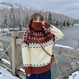 Autumn and Winter Turtleneck Christmas New Year Sweater Women Winter Thickened Outer Wear Loose and Lazy Style Western