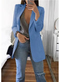 2022 New Solid Color Fashion Casual Suit Collar Long Sleeve Slim Temperament Coat Women Large Size Hot Sale